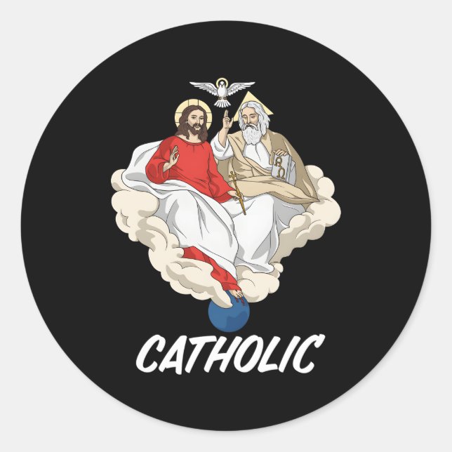 Sticker Rond Saint-Trinité Père Fils Et Saint-Esprit Catholique (Devant)