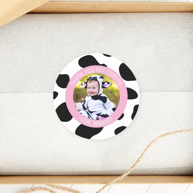 Sticker Rond Saint Vache Anniversaire Photo Merci Pour Venir (Créateur téléchargé)