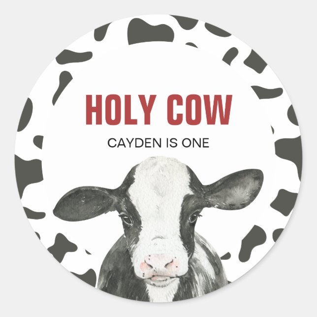 Sticker Rond Saint vache Je suis une vache Imprimer l'anniversa (Devant)