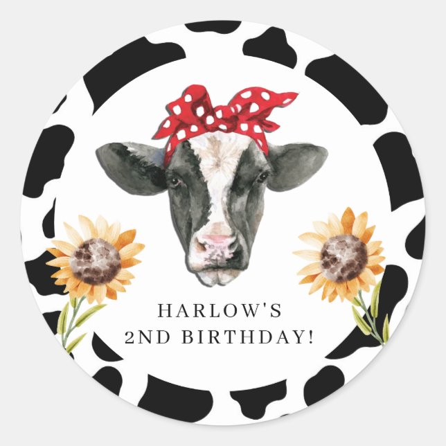 Sticker Rond Saint-Vache Pays ferme tournesol Anniversaire (Devant)
