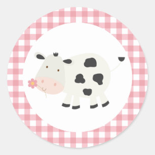 Sticker Rond Saint vache rose marguerite vache Imprimer Anniver
