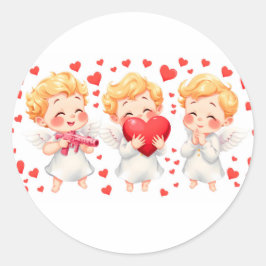 Sticker Rond Saint-Valentin 2025 : Angels mignons et joyeux 👼