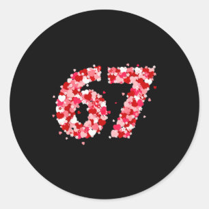 Sticker Rond Saint-Valentin 67 Meme Avec Cœurs Drôle Six Sept