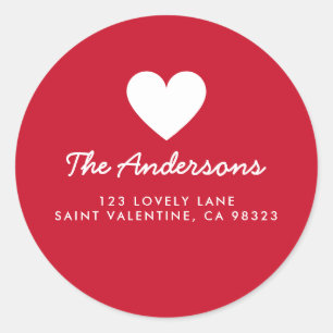 Sticker Rond Saint Valentin Amour Rouge Retour Adresse Étiquett