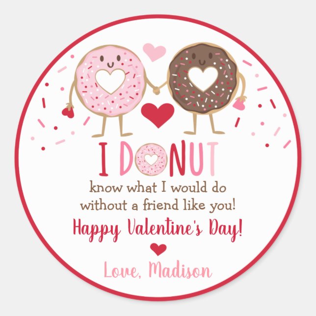 Sticker Rond Saint-Valentin au coeur rose (Devant)