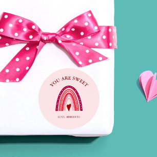 Sticker Rond Saint Valentin Boho Arc-en-ciel Vous êtes doux