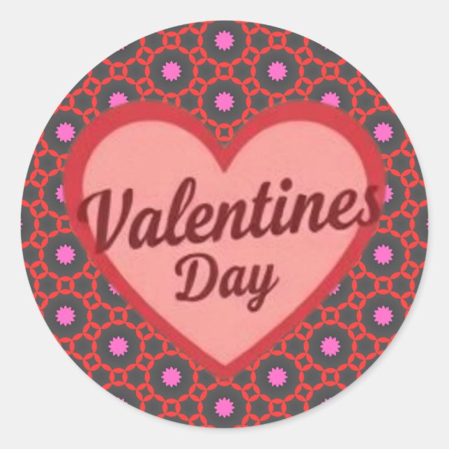 Sticker Rond Saint Valentin cadeau rose (Devant)