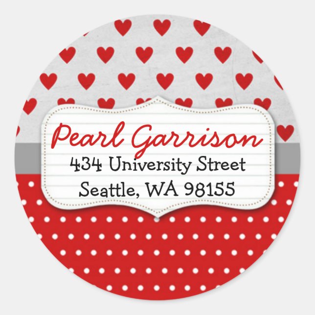 Sticker Rond Saint Valentin Circle personnalisé Adresse de reto (Devant)