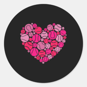 Sticker Rond Saint Valentin Coeur Amour Baseball Hommes Femmes