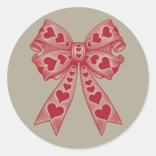 Sticker Rond Saint Valentin Coeur Coquette arc Retro Valentine
