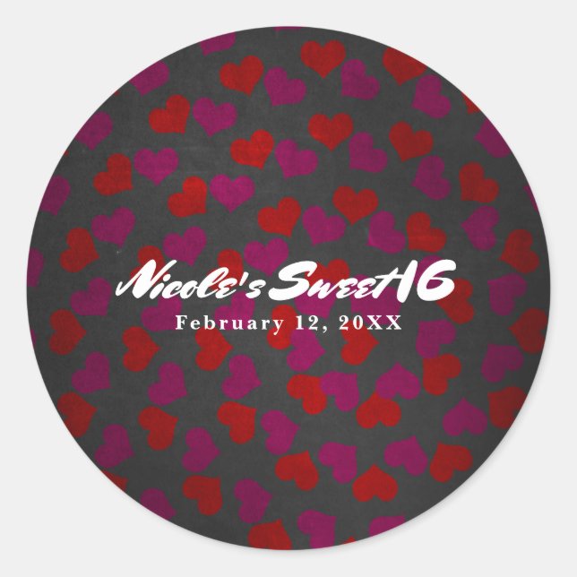 Sticker Rond Saint Valentin Coeurs Anniversaire Fête (Devant)