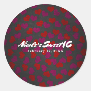 Sticker Rond Saint Valentin Coeurs Anniversaire Fête
