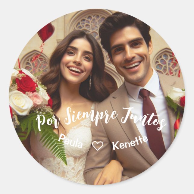 Sticker Rond Saint Valentin Coeurs bonbons Personnalisé Photo E (Devant)
