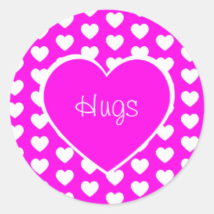 Sticker Rond Saint Valentin Coeurs Hugs Purple