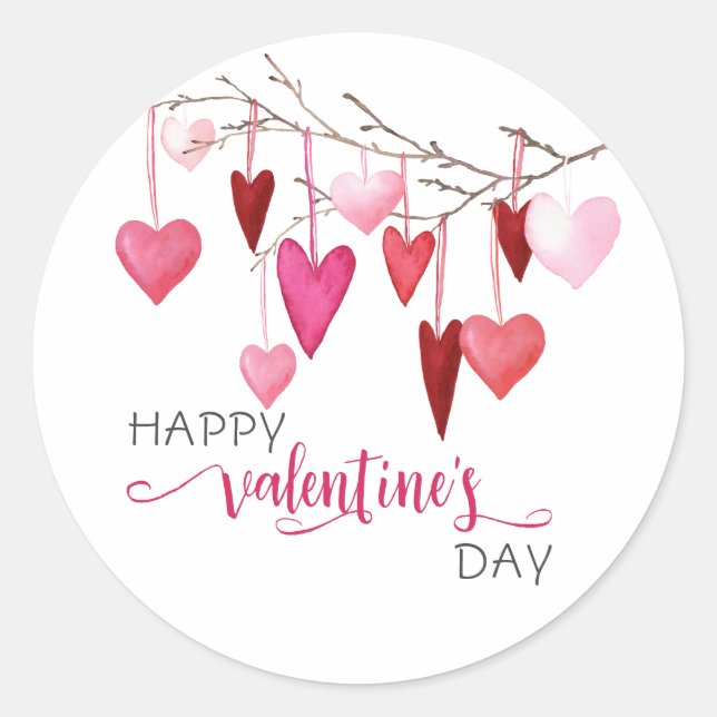 Sticker Rond Saint Valentin Coeurs roses (Devant)