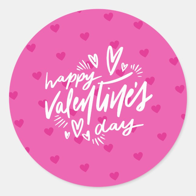 Sticker Rond Saint Valentin Coeurs roses chauds (Devant)