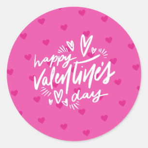 Sticker Rond Saint Valentin Coeurs roses chauds