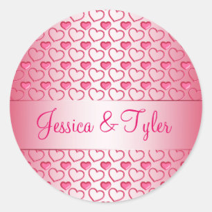 Sticker Rond Saint-Valentin. Cœurs. Texte.