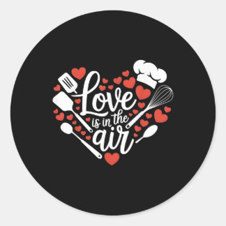Sticker Rond Saint Valentin Cuisine Chef Aimer L'Amour Du Coeur
