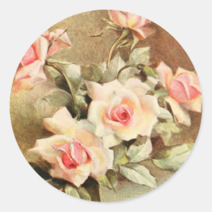 Sticker Rond Saint-Valentin d'amour romantique Roses roses