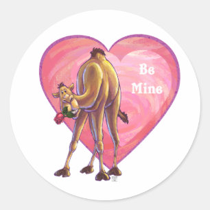 Sticker Rond Saint-Valentin de chameau