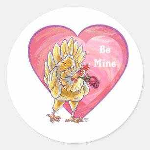 Sticker Rond Saint-Valentin de poulet