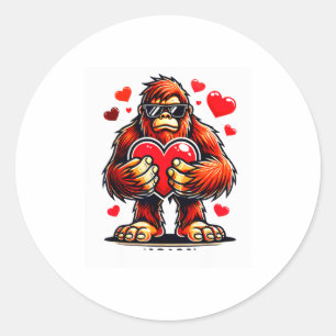 Sticker Rond Saint-Valentin drôle Bigfoot Cœur Célibataires Sas