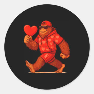 Sticker Rond Saint Valentin drôle Bigfoot Cœur Célibataires Sas