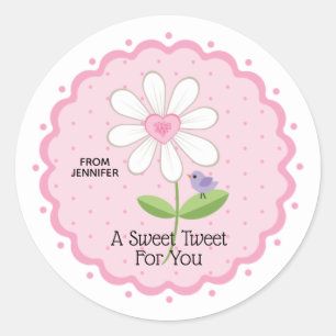 Sticker Rond Saint-Valentin Fleur rose Douce Treat for You
