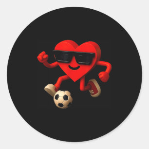 Sticker Rond Saint-Valentin Foot Cœur Mignon Drôle Garçons Fill