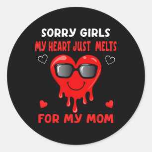 Sticker Rond Saint-Valentin Garçons Enfants Fils Mon cœur fond