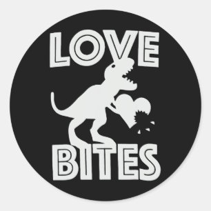 Sticker Rond Saint-Valentin Love Bites Dinosaure 