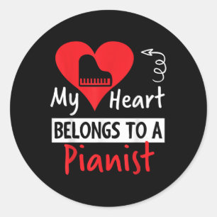 Sticker Rond Saint Valentin - Mon Coeur Appartient À Un Pianist
