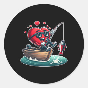 Sticker Rond Saint-Valentin pêche à coeur Hommes Femmes Garçons