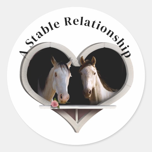 Sticker Rond Saint-Valentin pour les amoureux des chevaux (Devant)