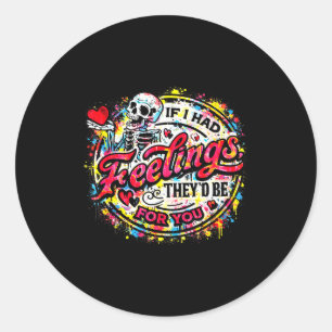 Sticker Rond Saint-Valentin Squelette Drôle Romance Sombre Humo