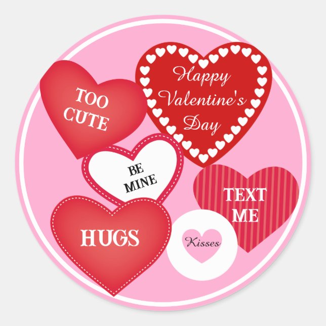 Sticker Rond Saint-Valentin Texte personnalisé Chauffages rouge (Devant)