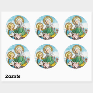 Sticker Rond Sainte-Anne néogothique et Marie jeune (SAU 29)