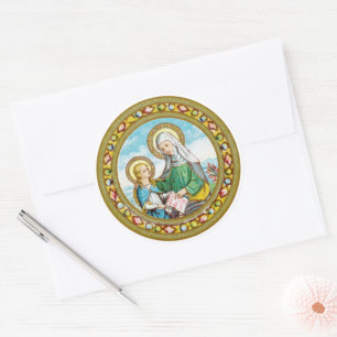 Sticker Rond Sainte-Anne néogothique et Marie jeune (SAU 29)