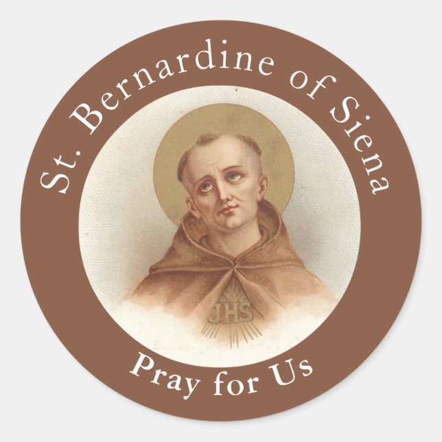 Sticker Rond Sainte Bernardine de Sienne, prêtre catholique (Devant)