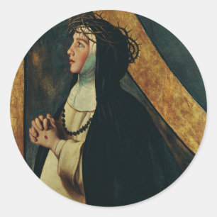 Sticker Rond Sainte Catherine de Sienne par Juan Bautista Maino