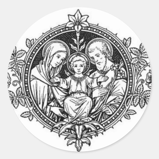 Sticker Rond Sainte Famille Jésus Marie Saint Joseph (Devant)