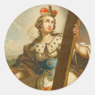 Sticker Rond Sainte Hélène avec la Vraie Croix Art sacré