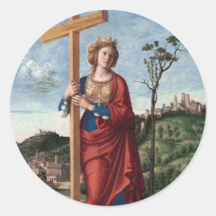 Sticker Rond Sainte Hélène avec la Vraie Croix Art sacré