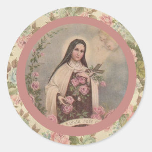 Sticker Rond Sainte Thérèse de l'Enfant Jésus Petite Fleur