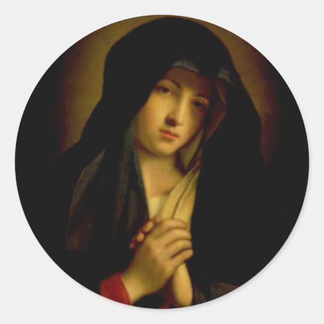 Sticker Rond Sainte Vierge Marie dans le chagrin (Devant)