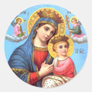 Sticker Rond Sainte Vierge Marie et Enfant Jésus