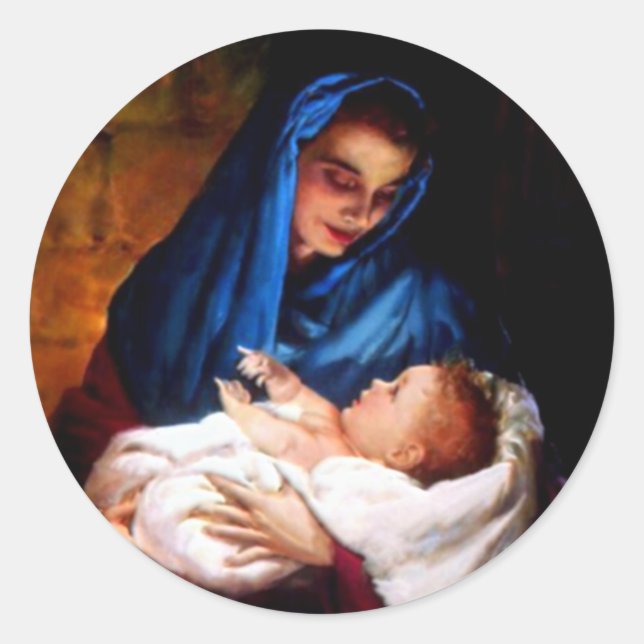 Sticker Rond Sainte Vierge Marie et Enfant Jésus (Devant)