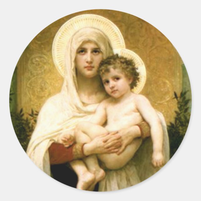 Sticker Rond Sainte Vierge Marie et Enfant Jésus (Devant)