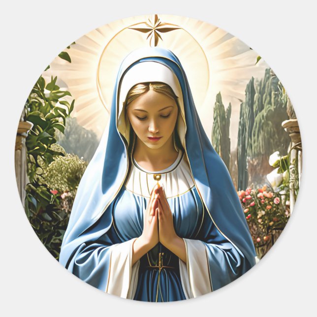Sticker Rond Sainte Vierge Marie priant (Devant)